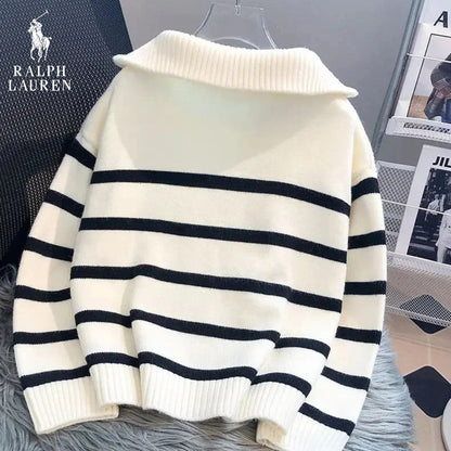 RL – Pull à Rayures avec Zip Quart