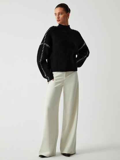 Pull Oversized Milena Maglione avec Col Haut