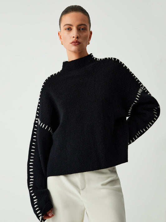 Pull Oversized Milena Maglione avec Col Haut