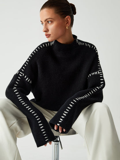 Pull Oversized Milena Maglione avec Col Haut