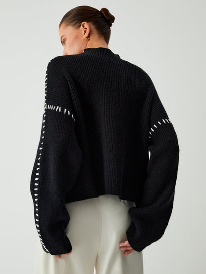 Pull Oversized Milena Maglione avec Col Haut