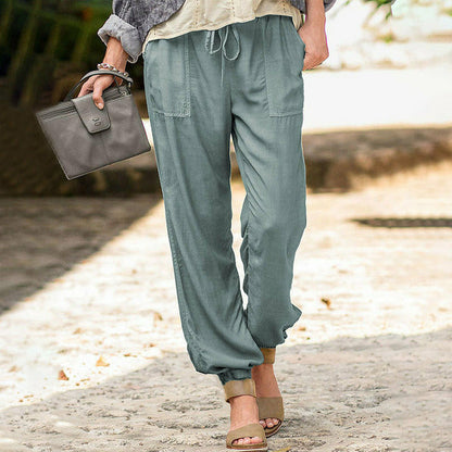 Pantalons Casual Avec Cordon De Serrage En Couleur Unie