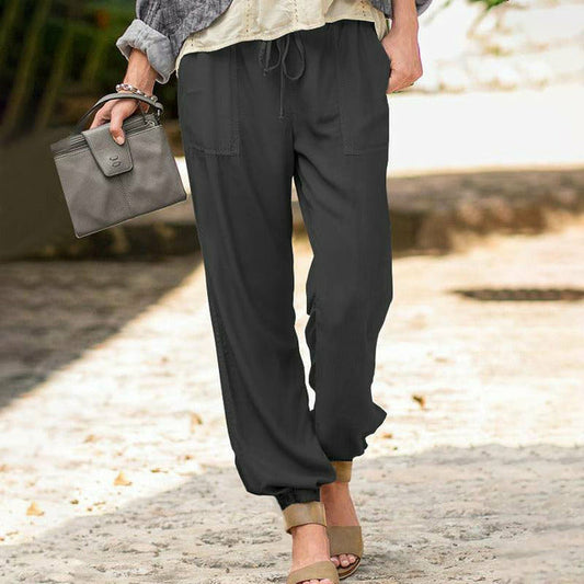 Pantalons Casual Avec Cordon De Serrage En Couleur Unie