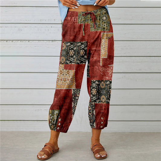 【Coton et Lin】Pantalons Vintage Imprimés
