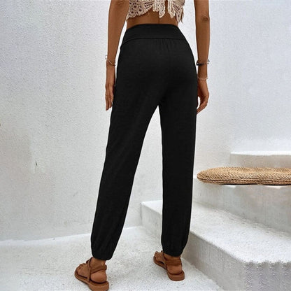 Pantalons Casual à Couleur Unie