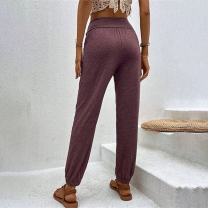 Pantalons Casual à Couleur Unie