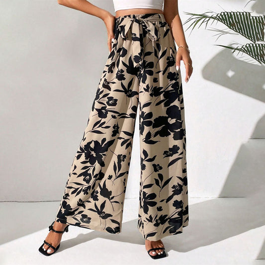 Pantalons Vintage avec Imprimé Floral