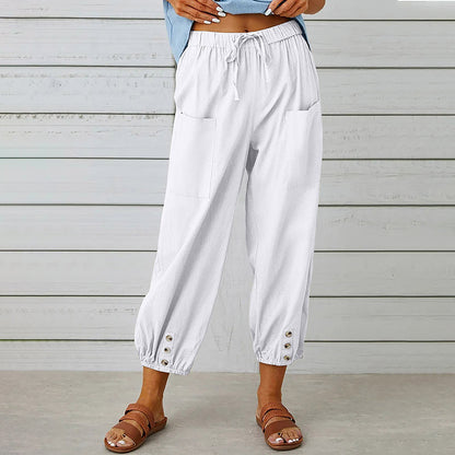 【Coton et Lin】Pantalons Confortables de Temps Libre