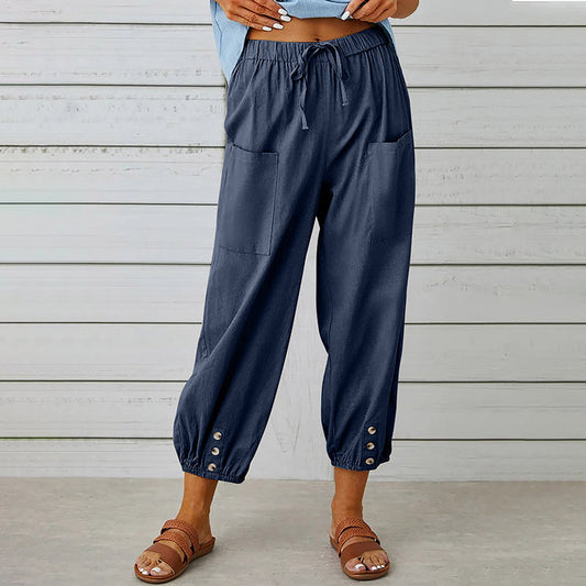 【Coton et Lin】Pantalons Confortables de Temps Libre