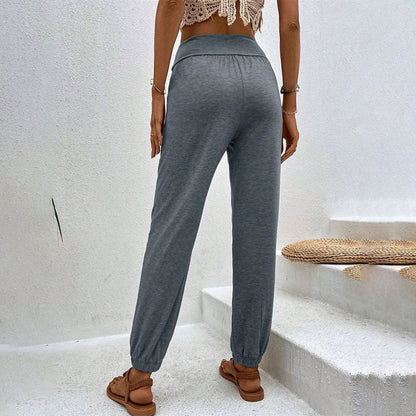 Pantalons Casual à Couleur Unie