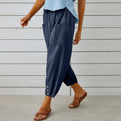【Coton et Lin】Pantalons Confortables de Temps Libre
