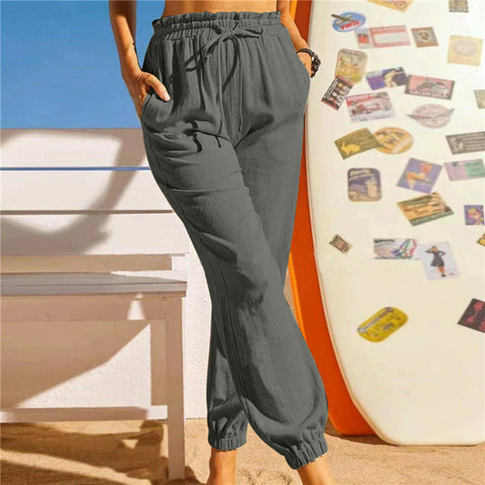 【Coton Et Lin】Pantalons Casual Monochromatiques