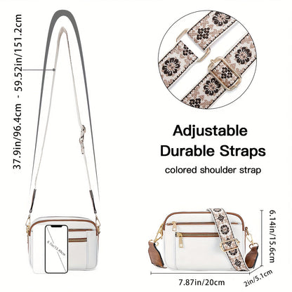 Sac à bandoulière en cuir vegan Aurellia, style rétro avec sangle boho réglable, espace suffisant pour les essentiels