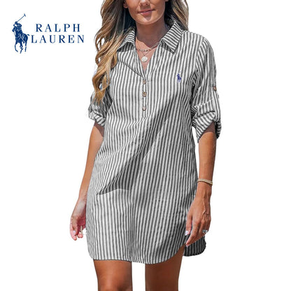 ᏒᏞ - Robe chemisier à rayures pour femme