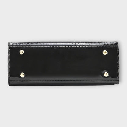 Aurellia - Sac à Main en PU Brillant avec Motif Crocodile, Design Élégant et Spacieux pour Chaque Occasion