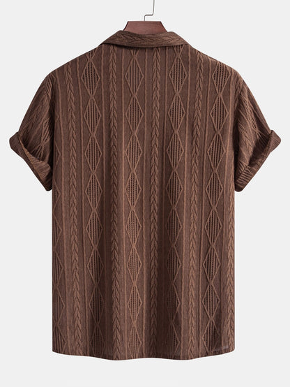 Chemise Cubane Jacquard Géométrique & Pantalons en Lin à Jambe Droite