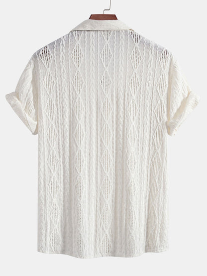 Chemise Cubane Jacquard Géométrique & Pantalons en Lin à Jambe Droite